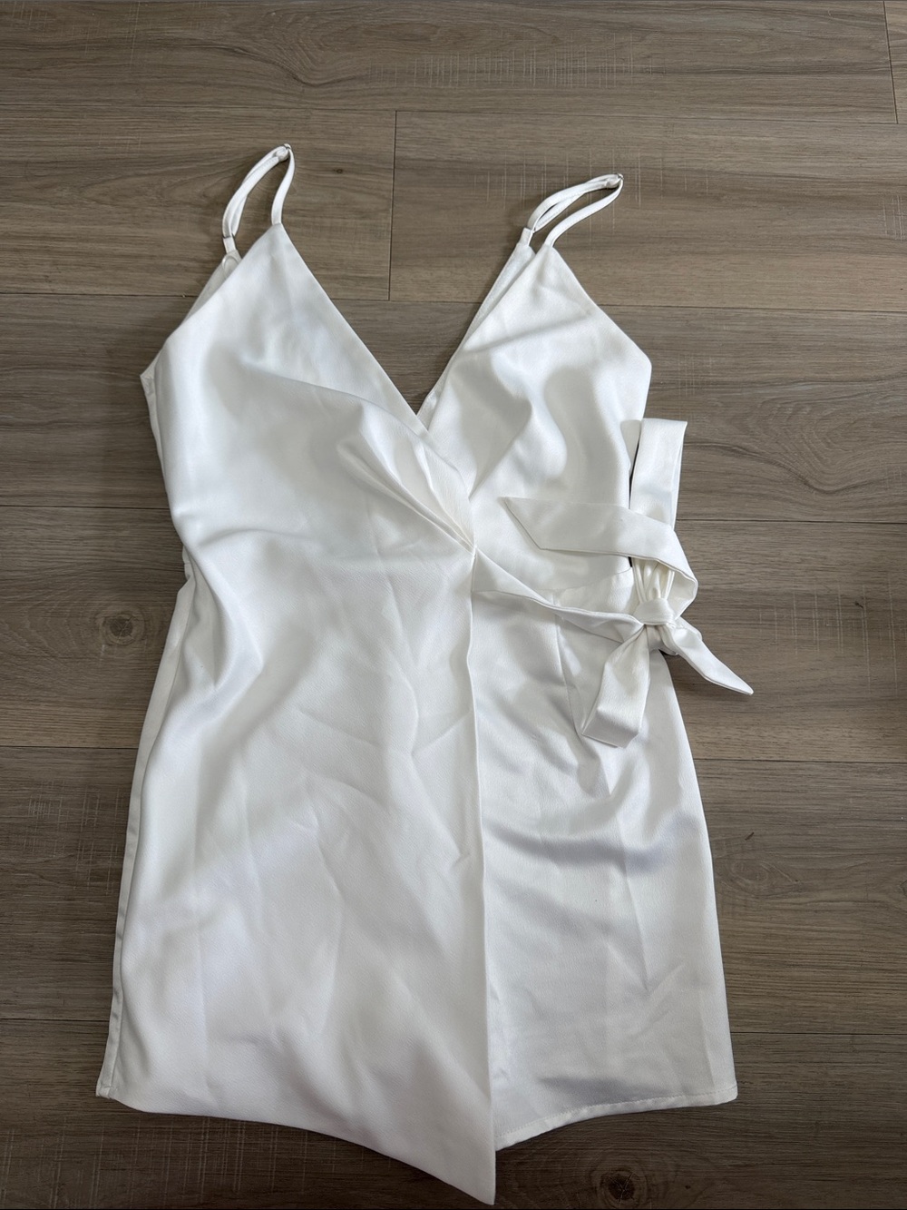 White Wrap-Front Spaghetti Strap Romper